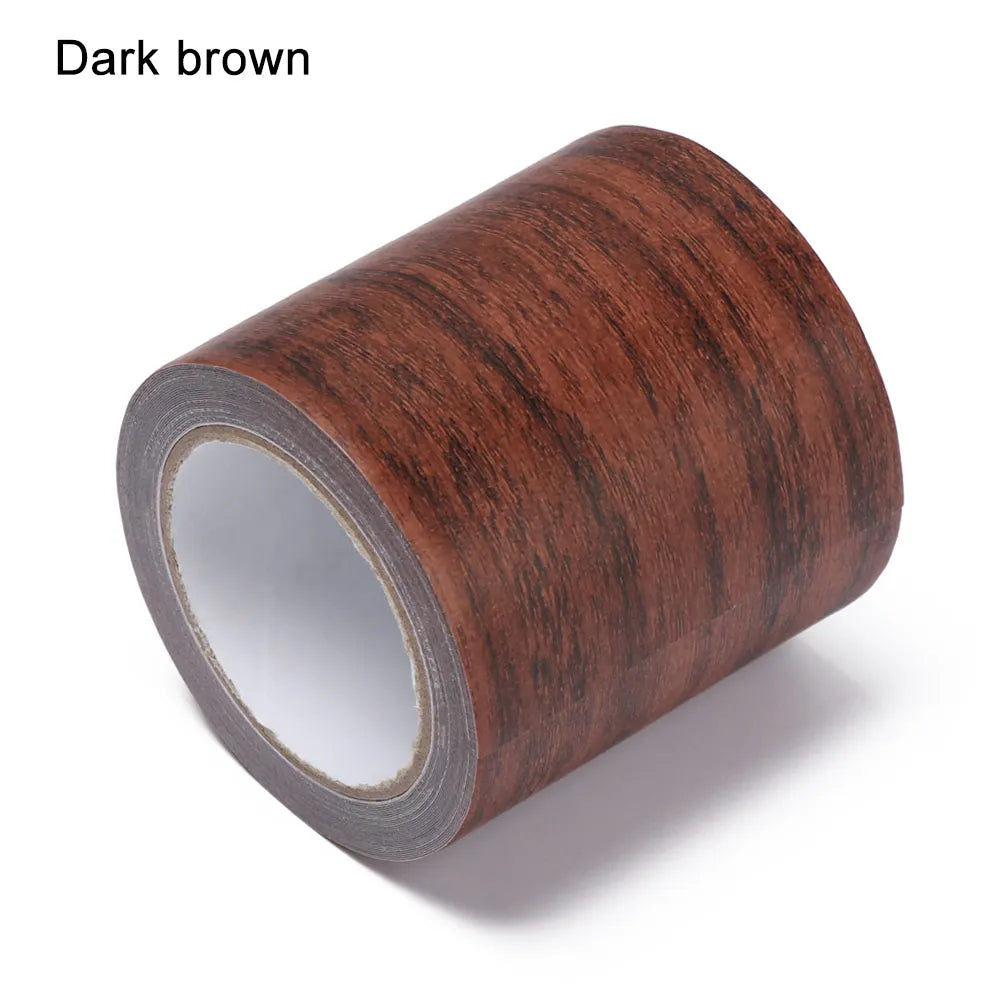 5M/Roll Furniture Adhensive Duct Tape Realistic Wood Grain Repair Renovation Skirting Line Floor Sticker Home Decor Accessories Oasis Select dark brown 5m 5.7cm