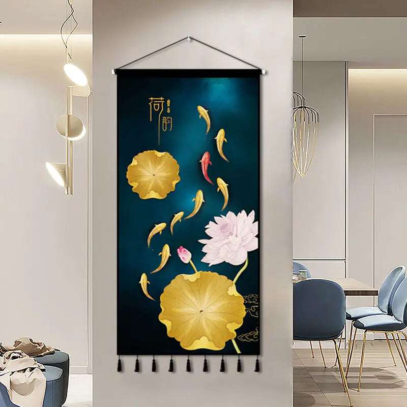 Tapestry decoration painting living room entrance porch new Chinese background cloth wall decoration hanging cloth wall decor Oasis Select