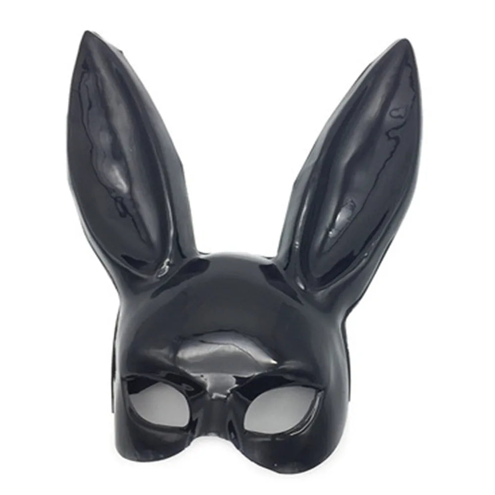 Solid Color Halloween Rabbit Ears Half Mask Bright Matte Bunny Cosplay Party Masquerade Festival Anime Bar Nightclub Accessories Oasis Select 2
