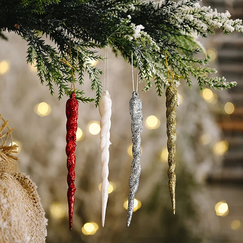 5pcs Christmas Decoration Simulation Ice Xmas Tree Hanging Ornament DIY Fake Icicle for Wedding Winter Party Decor New Year Oasis Select