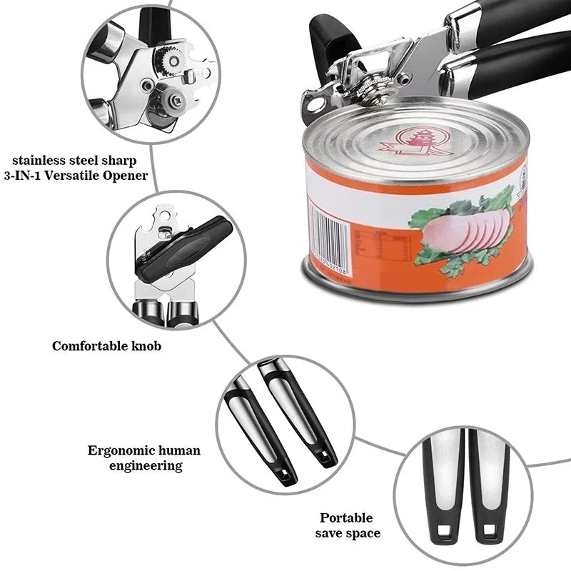 PC/Set Can Opener Twist Bottle Opener Stainless Steel Bottle Opener Cans Gadgets Multifunctional Kitchen Accessories Oasis Select
