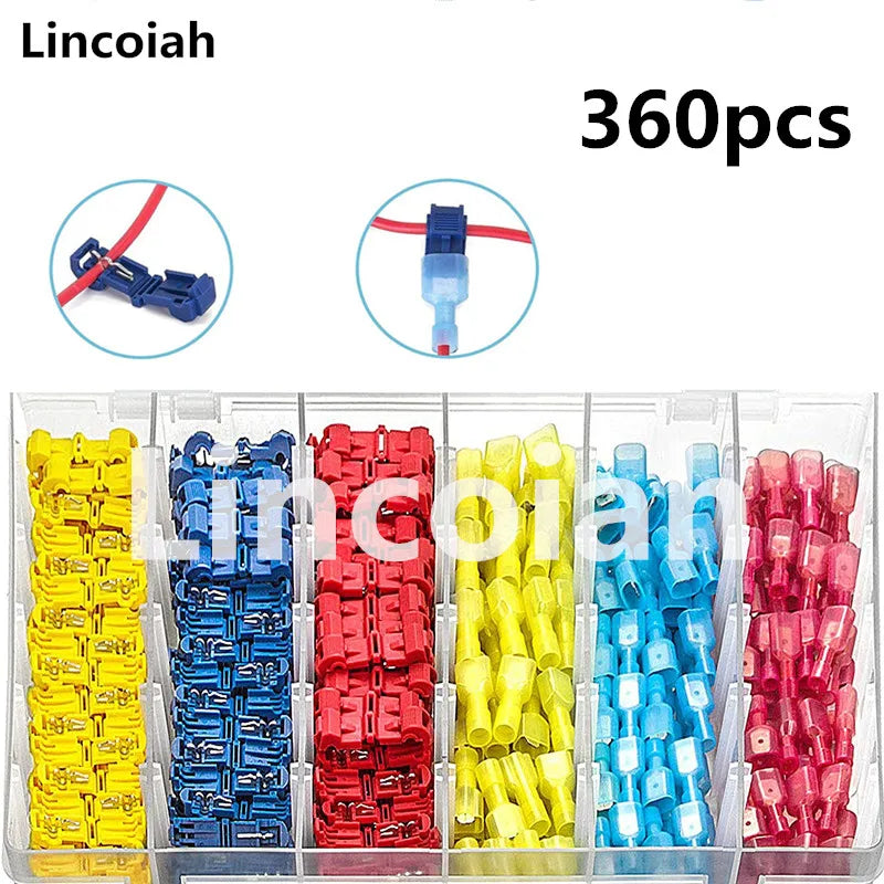 T-Tap Wire Connectors Self-Stripping Quick Splice Electrical Wire Terminals Insulated Male Disconnect Spade Lock Cable Crimp Oasis Select 360pcs(180set) Box