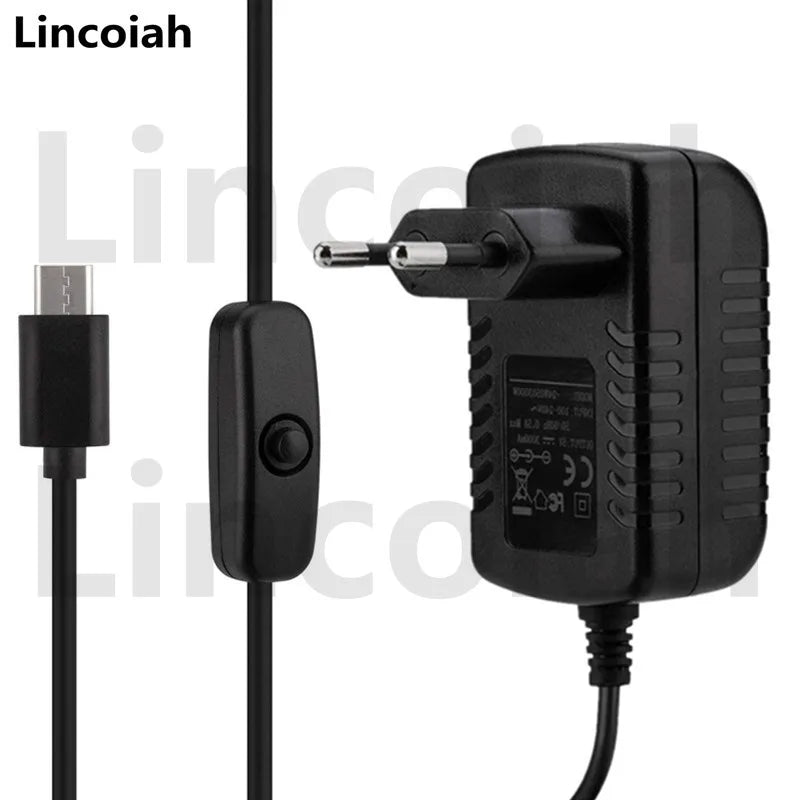 AC 100-240V DC 5V 3A Power Supply Switch Button Power Adapter Charger Type-C USB Port 5 V Volt for Raspberry Pi 4 Model B 4B Oasis Select