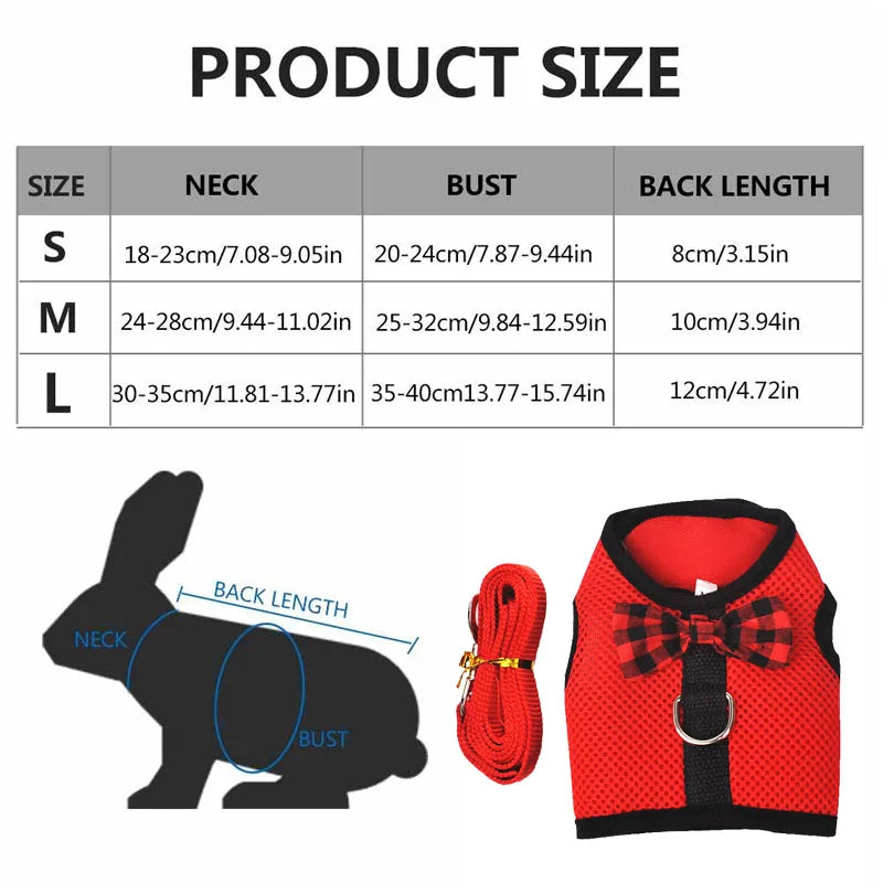 Mesh Soft Pet Rabbit Harness With Leash Strap for Hamster Rat Chinchillas Guinea Pig Small Animal Clothes Vest Rabbits Accessory Oasis Select