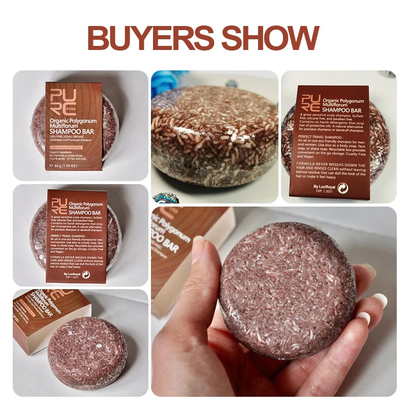 PURC Dye Shampoo Soap for Hair 60G Gray Hair Darkening Anti Dandruff Repair Damage Solid Shampoo Bar Hair Care Oasis Select