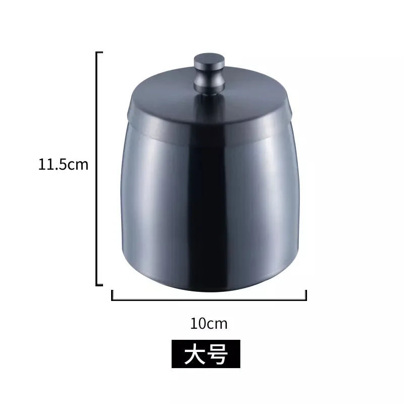 Personality trend anti-fly ash with cover home hotel bar restaurant custom stainless steel large ashtray ashtray Oasis Select black large B