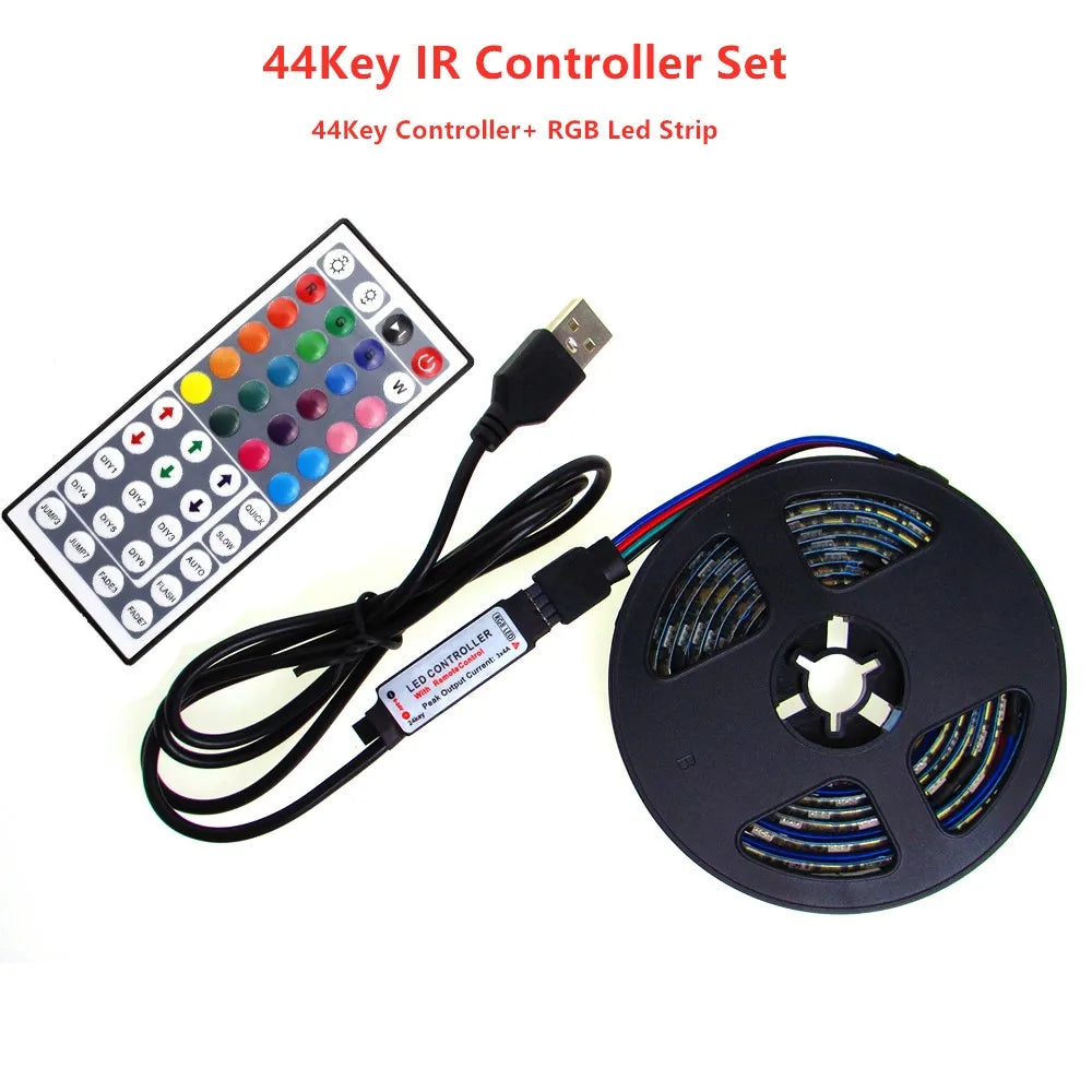 DC 5V RGB LED Strip USB Light Not Waterproof SMD 5050 0.5- 5M 5 V Volt TV PC Led Strip Light USB RGB Tape With Remote Controller Oasis Select With 44Key USB 4M