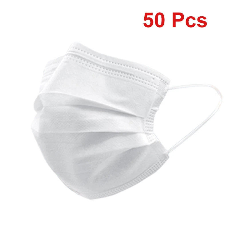 Masks 3-layer Mask Face Masks Melt Blown Cloth Disposable Anti-Dust Protective Masks Earloops Mouth Mask Black Mascarillas Oasis Select 50 Pcs White
