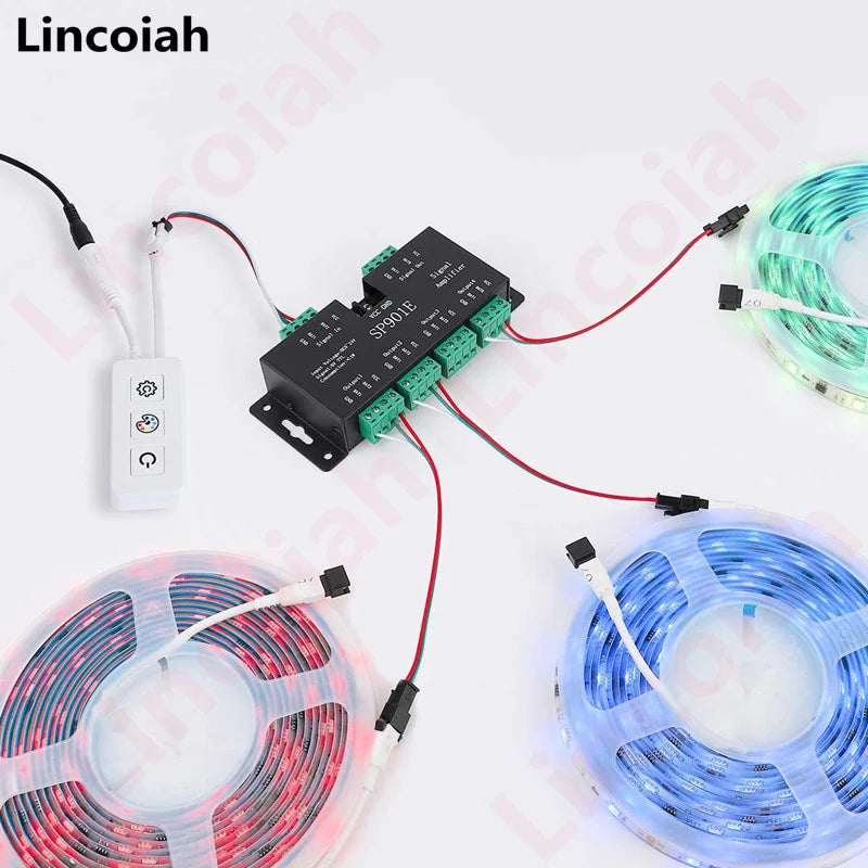 SP901E SPI Signal Amplifier Repeater for WS2812B WS2811 WS2813 RGB Addressable LED Pixel Strip Programmable Matrix Panel Light Oasis Select