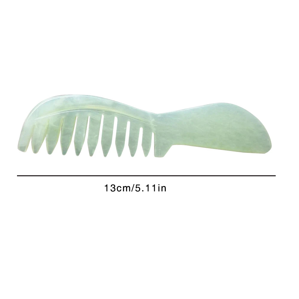 Natural Jade Stone Massage Comb Jade Scraping Comb Massage Head Soothing Nerve Jade Massage Comb Hair Care Tools Random Color Oasis Select