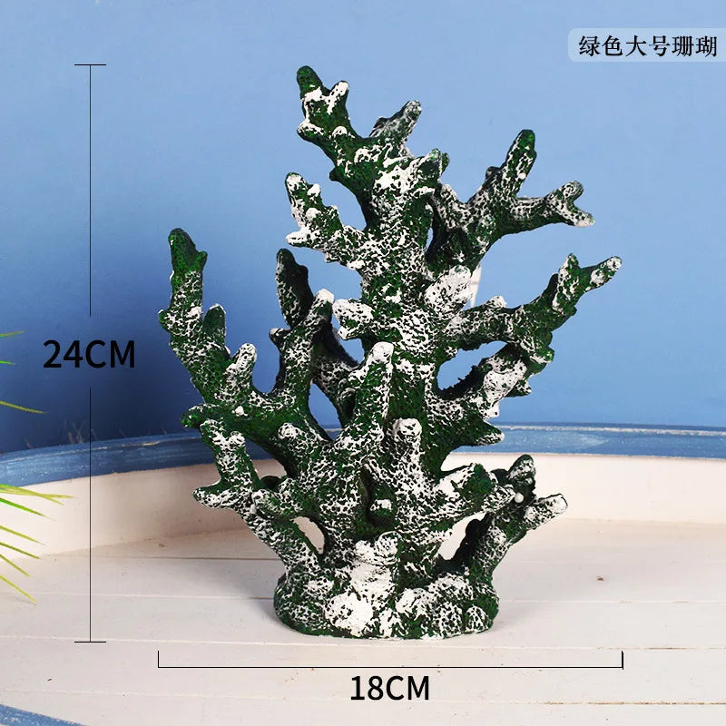Mediterranean style resin false coral tree ornaments aquarium landscaping ocean style theme ornaments home decor Oasis Select Large green