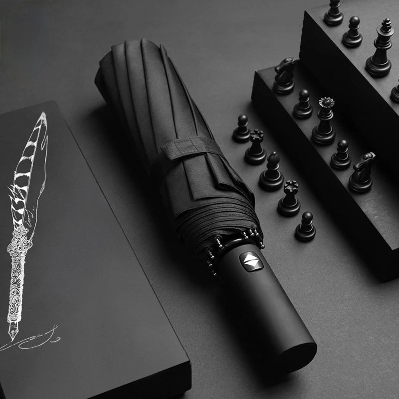 Automatic 12 bone windproof automatic umbrella men's business solid folding umbrella Oasis Select