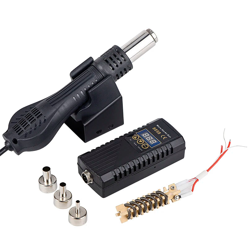 JCD 8858 Micro Hot Air Gun 750W Rework Soldering Station LCD Digital Hair Dryer For Soldering 110V Heat Gun Welding Repair Tools Oasis Select 8858 SET2 110V US PLUG United States