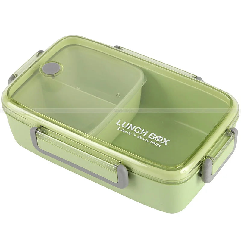 Brown/Green/Pink Lunch Box Bamboo Fiber Material Portable Bento Box Microwaveble Food Storage Container For Office Children Oasis Select green 23cmx15cmx7cm