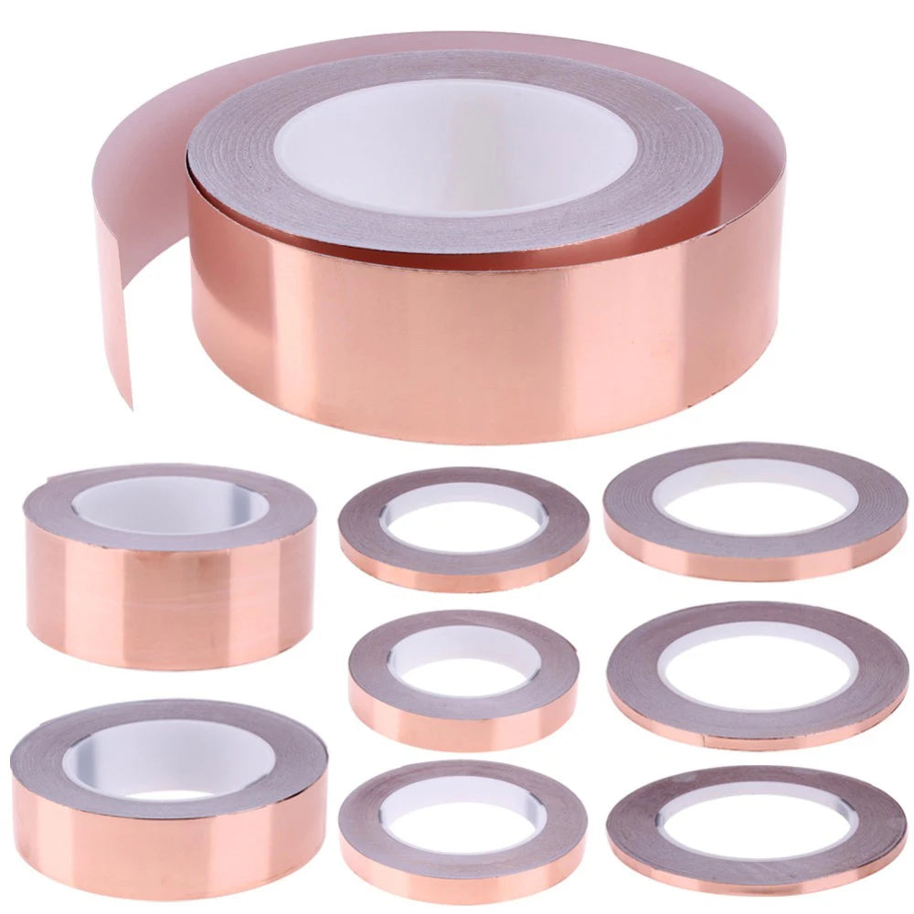 Heat Resist Repair Tape Single Side Conductive Copper Foil Tape Adhesive EMI Shielding Anti-static Repair Tape 10mm 15mm 20mm Oasis Select
