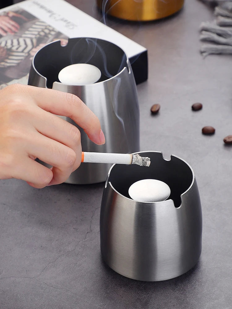 Personality trend anti-fly ash with cover home hotel bar restaurant custom stainless steel large ashtray ashtray Oasis Select