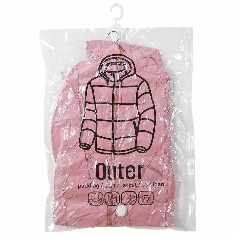 1pc Closet Hanging Organizer Vacuum Bag for Clothes Storage Bag with Hanger Space Saving Clear Seal Bags Wardrobe Compressed Bag Oasis Select