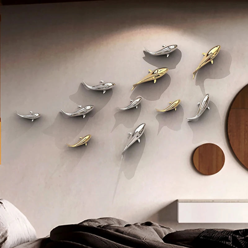 European electroplating fish 3D three-dimensional wall decoration living room dining room background wall decoration room decor Oasis Select