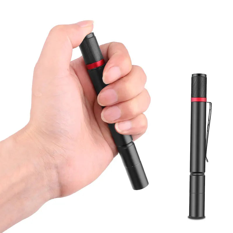8000LM Portable Pen Light Keychain Mini Flashlight Pocket LED Torch Pen Clip LED Flashlight Hand Light Use AAA Battery Oasis Select Long Style