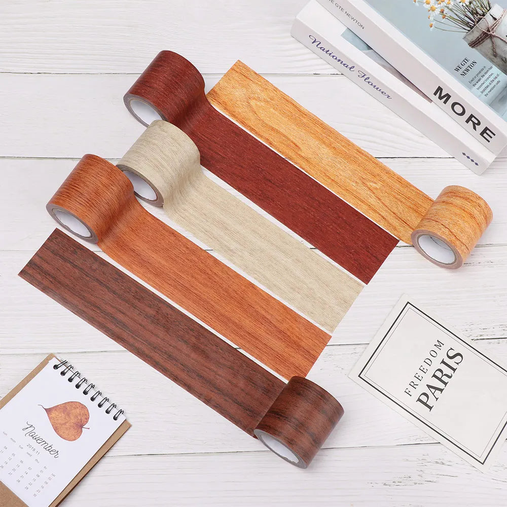5M/Roll Furniture Adhensive Duct Tape Realistic Wood Grain Repair Renovation Skirting Line Floor Sticker Home Decor Accessories Oasis Select