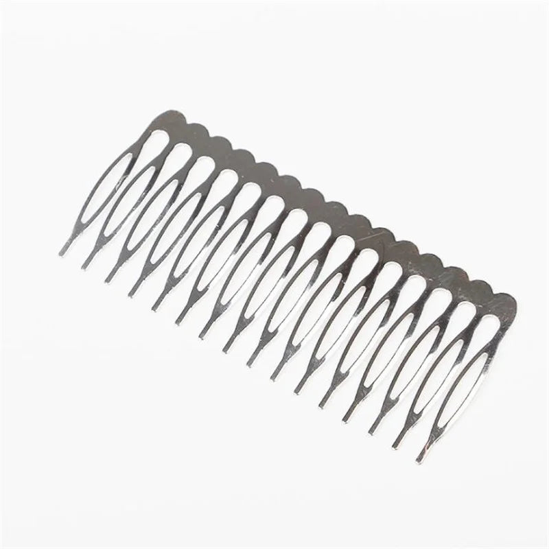10pcs Gold Metal Side Hair Combs Plain Blank Headpiece French Twist Clip For DIY Wedding Bridal Veil Combs Decor Hair Accessory Oasis Select Rhodium 16