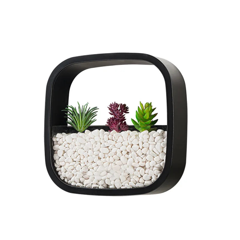 Flowerpot wall hanging green rose and copper coin grass wall hanging flower box creative Nordic living room decoration Oasis Select