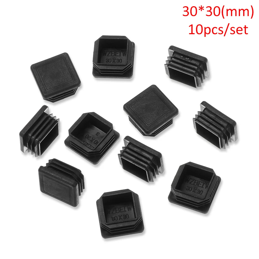 10pcs/pack Plastic Black Blanking End Caps Protector Square/Round Table Chair Foot Pad Furniture Feet Non-Slip Covers Oasis Select 30x30mm