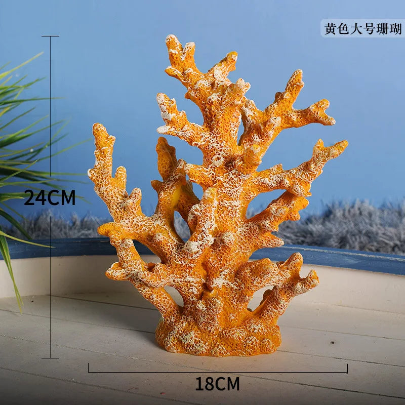 Mediterranean style resin false coral tree ornaments aquarium landscaping ocean style theme ornaments home decor Oasis Select Large yellow