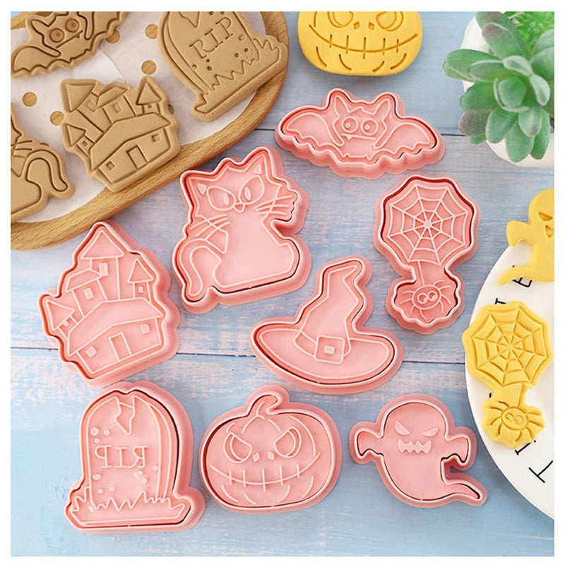 8-Piece Halloween Cookie Cutter Set – Ghost Biscuit Molds Halloween Cookie Mold Set Oasis Select