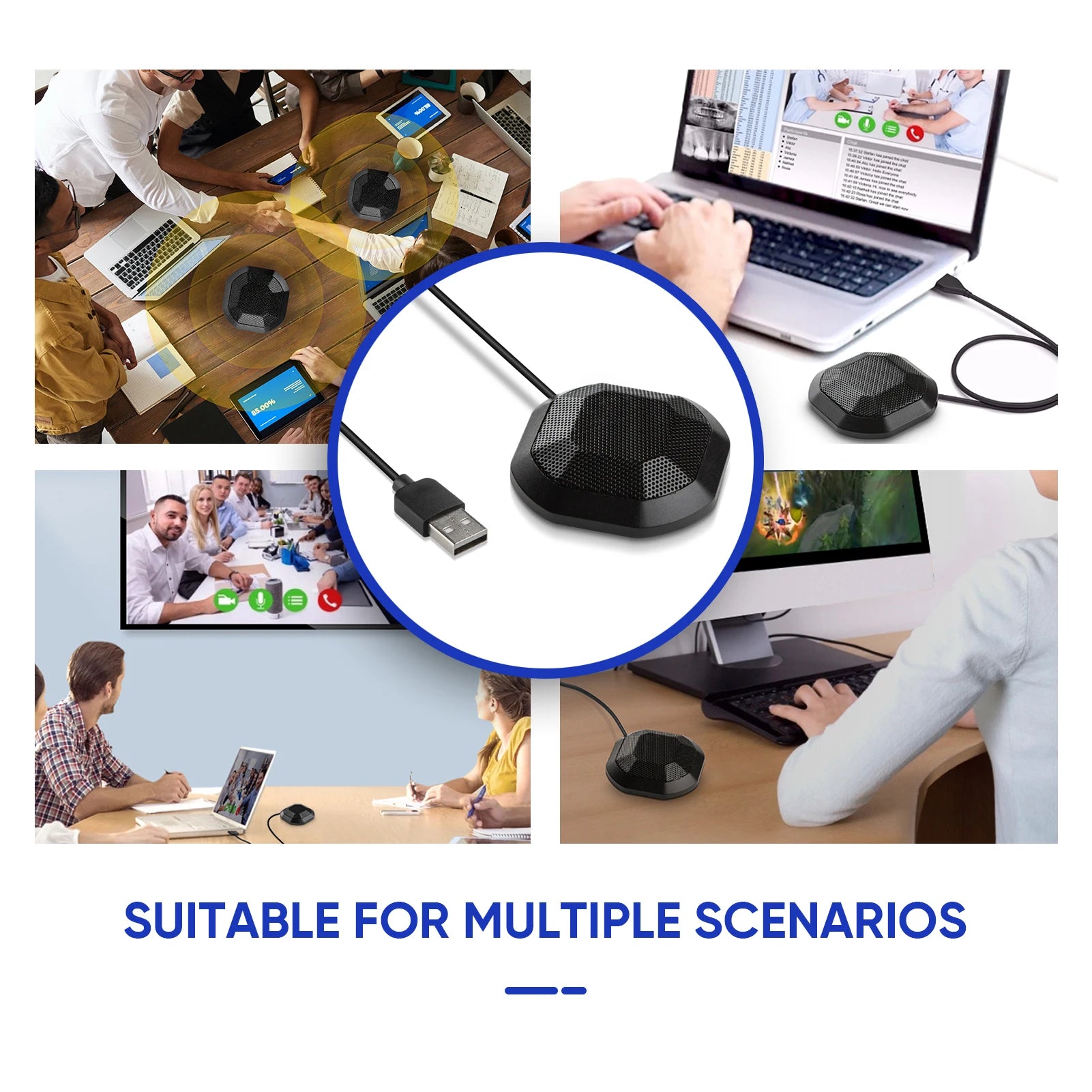 Portable 3.5mm Plug Conference Microphone 360° Omnidirectional Condenser PC Mic Plug & Play Small Microphone for PC Laptop Oasis Select