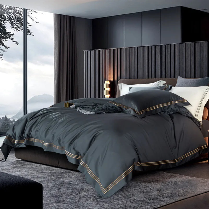 120s long-staple cotton satin cotton light luxury quilt cover four-piece high-end hotel European-style cotton bedding Oasis Select