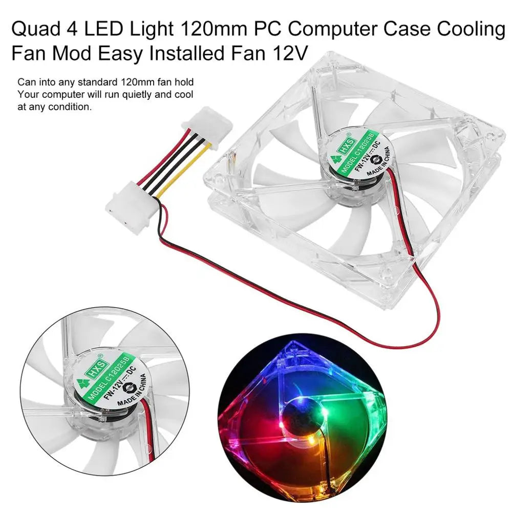 120mm PC Computer fan 4 LEDs Case colorful Cooling Fan Plastic 12CM Fan for Computer Case CPU Cooler Radiator pk arsylid cooler Oasis Select
