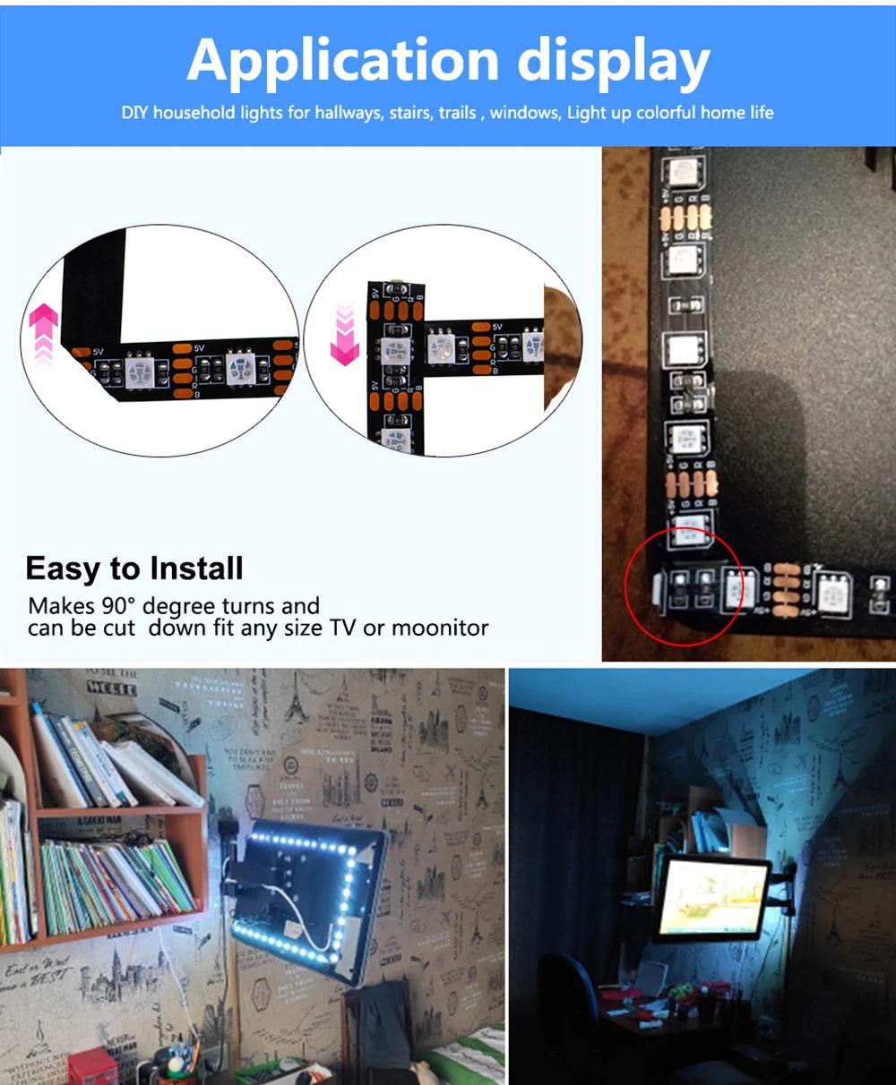 DC 5V RGB LED Strip USB Light Not Waterproof SMD 5050 0.5- 5M 5 V Volt TV PC Led Strip Light USB RGB Tape With Remote Controller Oasis Select