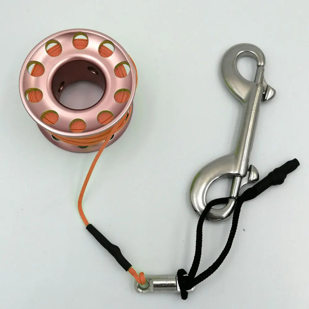 15m 20m Mini Scuba Diving Spool Finger Reel Bolt Snap Hook Aluminum Alloy Free Diving Finger Spool Dive Reel Oasis Select Gold 20M Orange Line