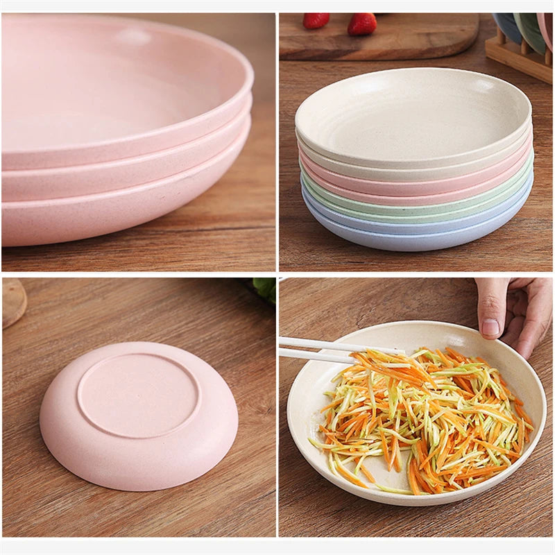 8-Inch Wheat Straw Snack Plates Set of 4 – Eco-Friendly Dish Snack Plate Set Oasis Select