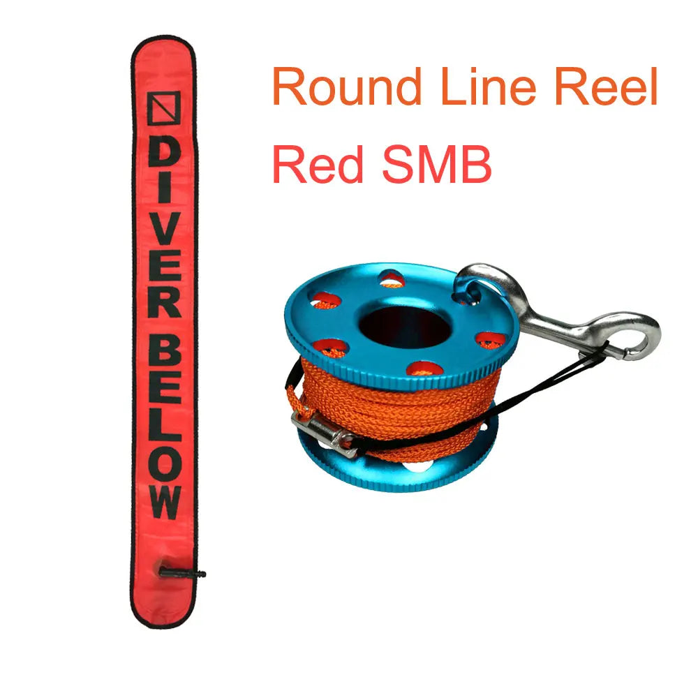 30M Line Scuba Diving Finger Reel Spool 110cm SMB Safety Sausage Diving Safety Kit for Underwater Diver Snorkeling Cave Oasis Select Red SMB Red Line