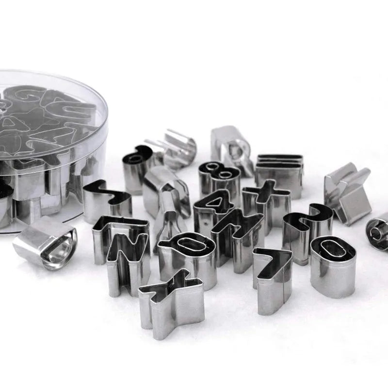 Stainless Steel Alphabet Letter Cookie Cutters Mold Biscuit Number Cutter Set Cake Decorating Moulds Fondant Cutter Set Oasis Select