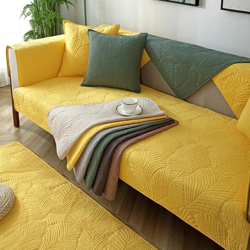 Four Seasons General sofa cushion pure cotton cloth cushion Nordic simple modern non slip solid wood sofa cover couch cover Oasis Select