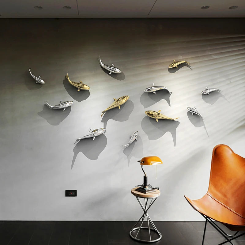 European electroplating fish 3D three-dimensional wall decoration living room dining room background wall decoration room decor Oasis Select