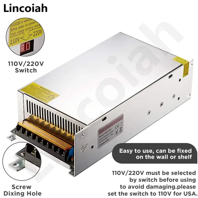 800W/1000W/1200W Switching Power Supply DC 12V 24V 36V 48V 60V 72V Adjustable Voltage For LED Stirp Motor Industrial SMPS CNC Oasis Select