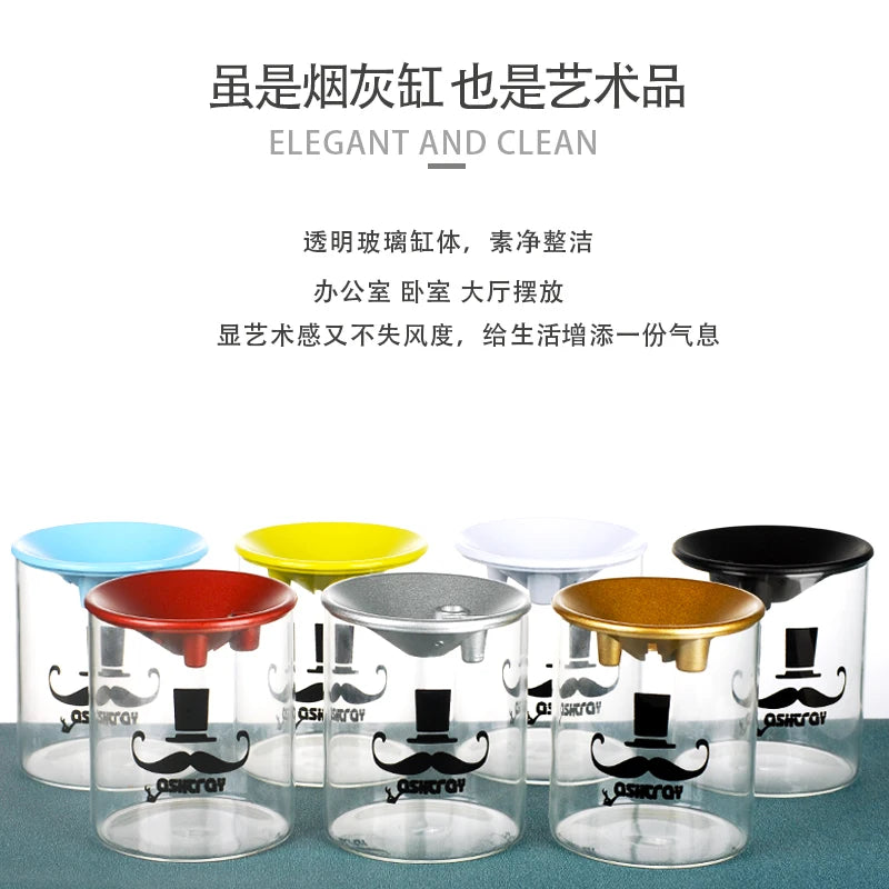 Creative home personality living room office big trend anti-fly ash multifunctional glass ashtray with cover ashtrays Oasis Select