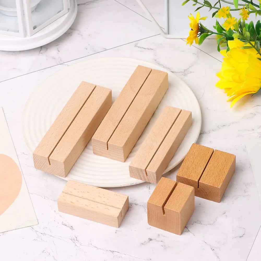 Picture Frame Base Desk Card Natural Wooden Notes Clips Photo Holder Clamps Stand Support Desktop Decor Oasis Select
