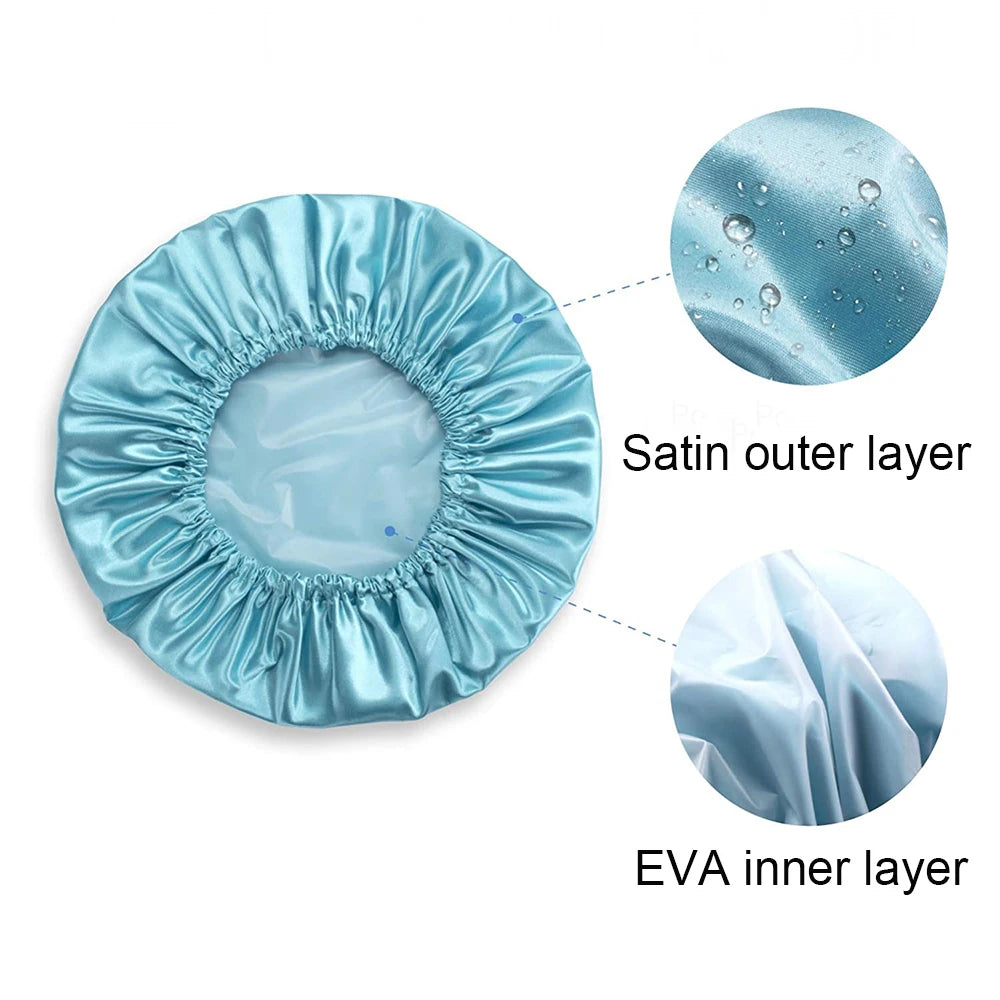 2024 new Home shower cap Double-layer Waterproof Shower Cap Solid Color Reusable EVA Shower Cap For Women Oasis Select