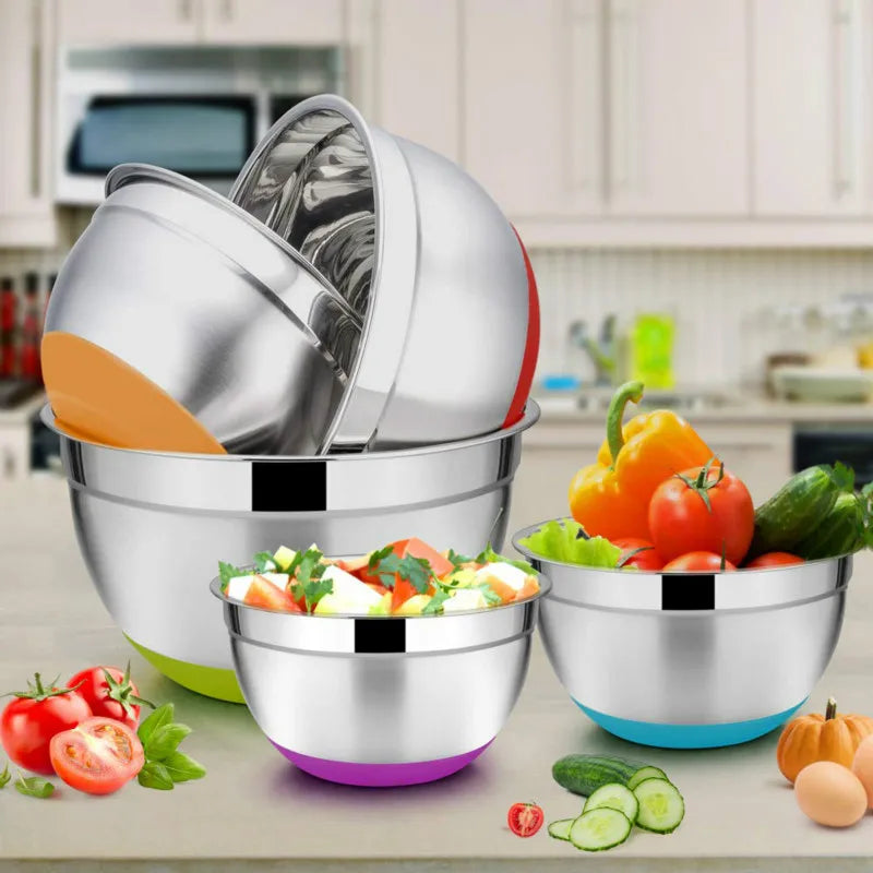 5-Piece Stainless Steel Mixing Bowls with Airtight Lids Mixing Bowl Set Oasis Select