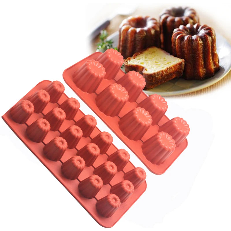 8/18 Cavity Silicone Mold Canneles Bordelais Fluted Cake Mold Muffin Cupcake Baking Tray Dessert Pastry Cake Decorating Tools Oasis Select
