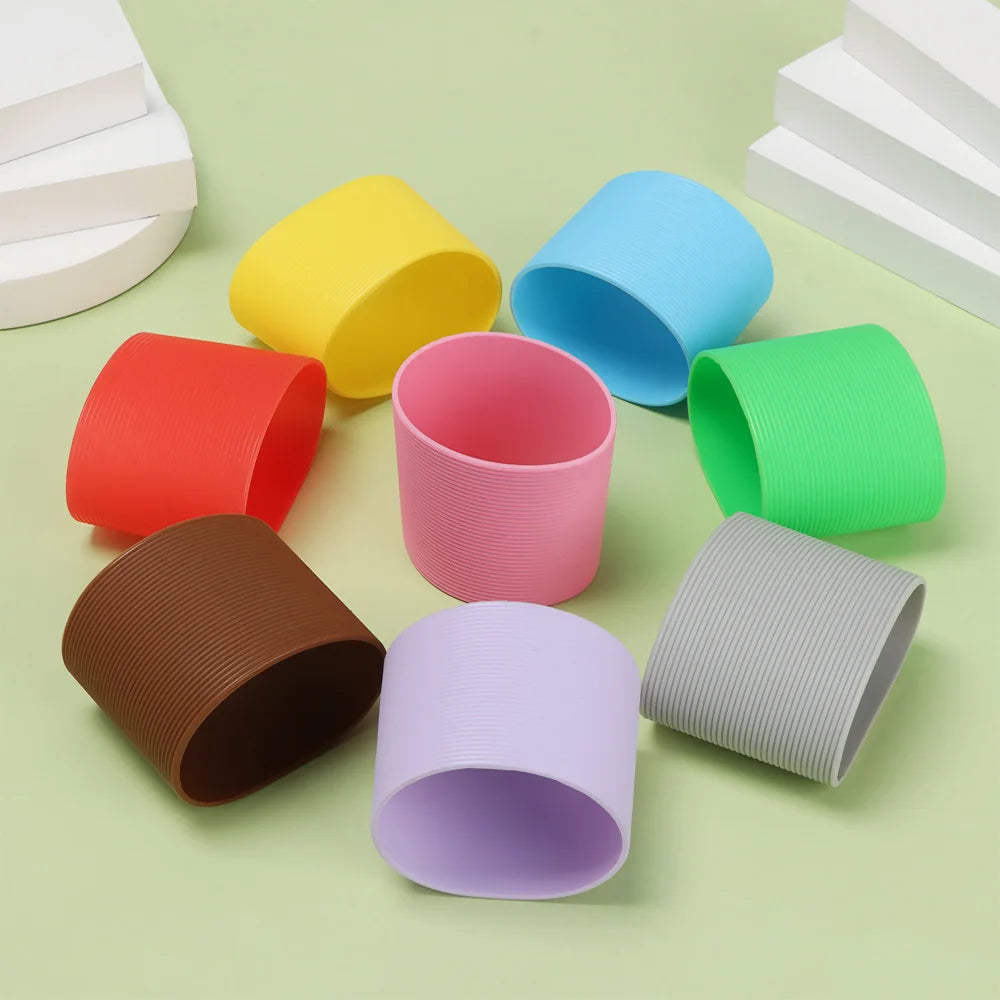 Silicone Non-slip Mug Sleeve Glass Bottle Cover Cup Sleeve Heat Insulation Bottle Sleeves For Mugs Ceramic Coffee Cups Wrap Oasis Select