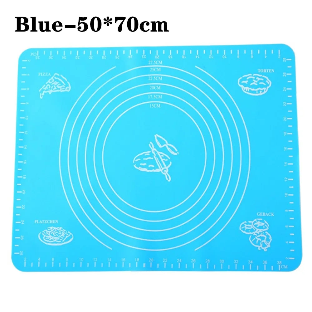 Silicone Baking Mats Pizza Dough Non-Stick Maker Holder Pastry Cooking Utensils Oven Pastry Mat Kitchen Gadgets Cooking Tools Oasis Select Blue-50x70cm