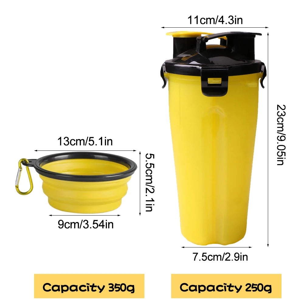 2-in-1 Portable Pet Food & Water Bottle with Folding Bowl Travel Pet Feeder Oasis Select