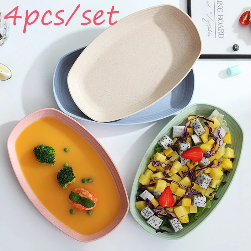 Wheat Straw Eco Fruit Snack Plate – 12" Dish Tray | 4 Colors Serving Plate Tray Oasis Select