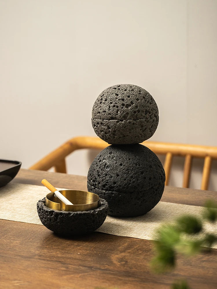 2021 new Cement ashtray creative personality trend anti fly ash with cover living room home office decoration ashtray Oasis Select